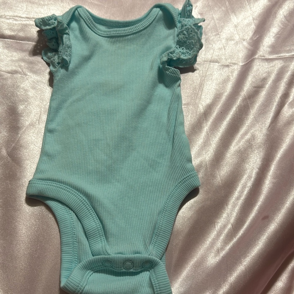 Turquoise petal sleeve bodysuit newborn size